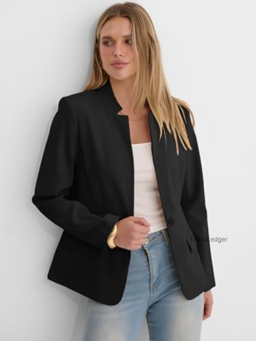 Womens Blazer Business Casual Long Sleeve Lapel Open Front Suit Jacket Dressy - Picture 3 of 7